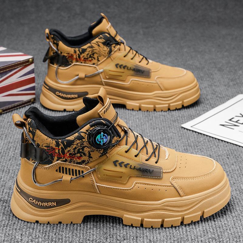 

Мужские высокие кроссовки осень молодежные спортивные водонепроницаемые износостойкие и нескользящие на толстой подошве повседневные ботинки мартин с вращающейся кнопкой 44