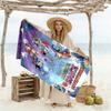 Halloween Characters Purple Background Beach Towel Super Soft & Absorbent Comfortable Lightweight