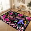 Floral Garden Theme Crystal Velvet Floor Rug Personalized Custom Name Text Warm Carpet Home Decoration