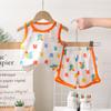 Kinder Ärmelloses Set Sommer Baumwolle Mädchen Shorts Schlafanzug Koreanischer Stil Jungen Tanktop Outfit Kinder Bekleidungsset