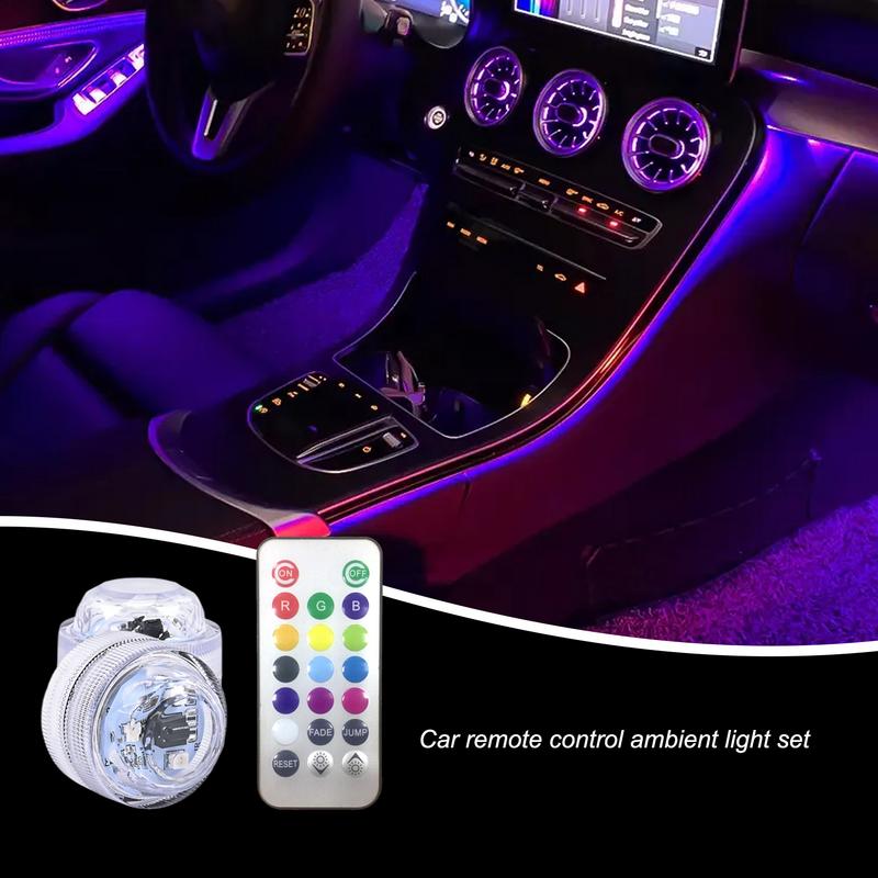 2/4pcs Remote Control Car LED Interior Ambient Light Colorful Adhesive Decoration for Auto Roof Foot Atmosphere Lamp