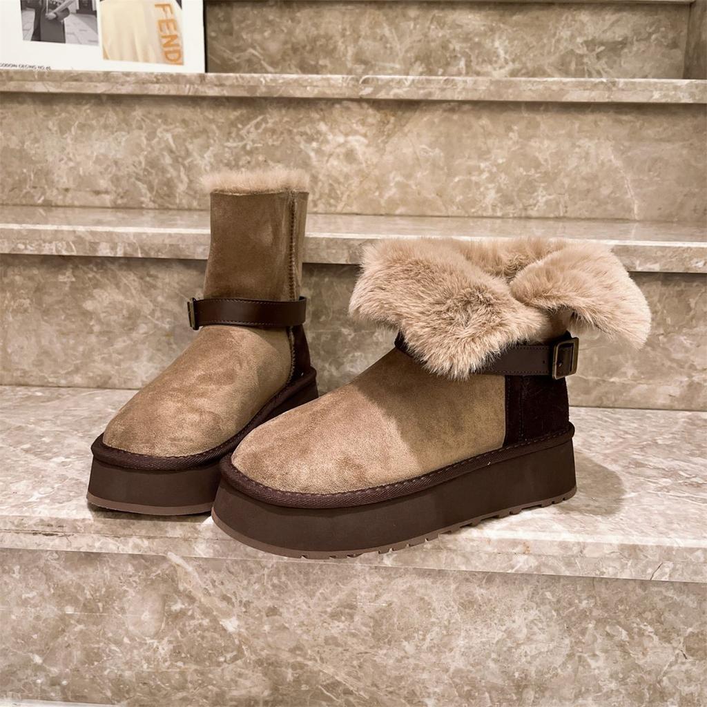 Women's large size soft elastic folding two wear winter warm cold padded snow boots non-slip wear-resistant outdoor leisure sports cotton boots