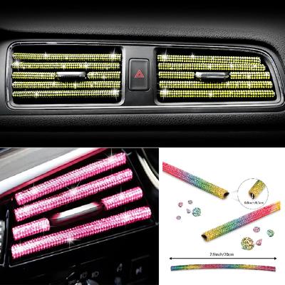 5-pack Car Air Conditioner Shiny Air Outlet Decorative Strips Shiny Rhinestone Bendable Decorative Strips Fit Most Cars