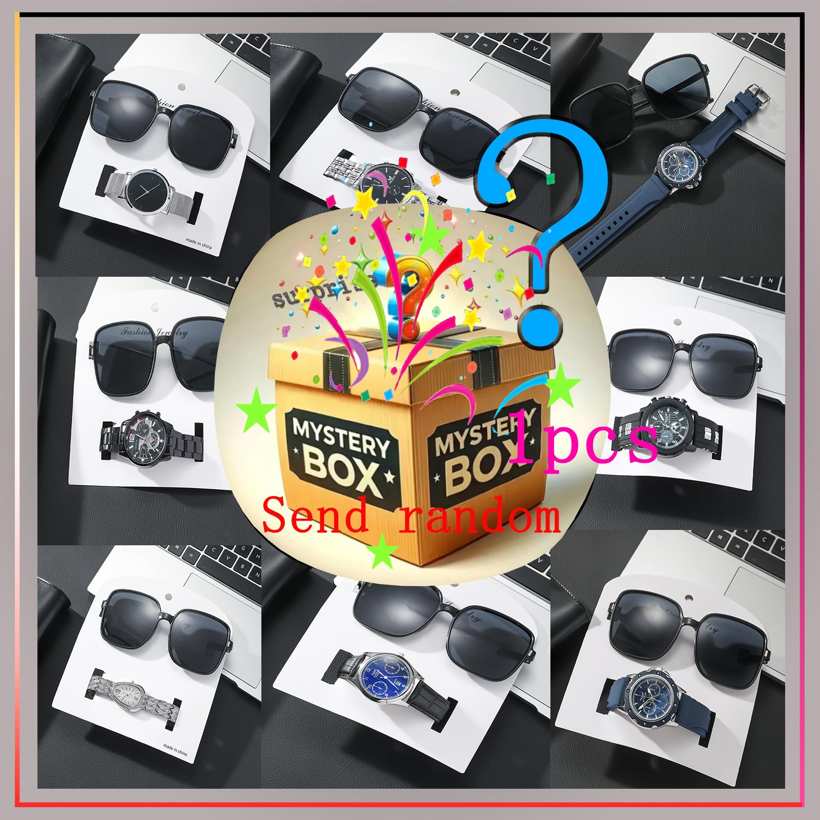 

Surprise blind box fashion simple three-eyed dial men s watch sunglasses 2-piece set random style разноцветный