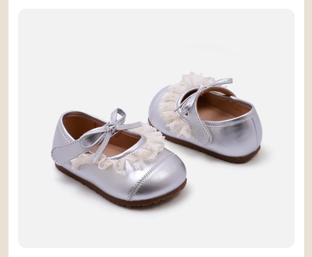 Spring Soft Leather Toddler Shoes with Lace & Butterfly Knot - Princess Style for Baby Girls