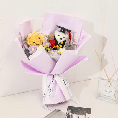 OJW Doctor Bear Graduation Sunflower Knitted Bouquet