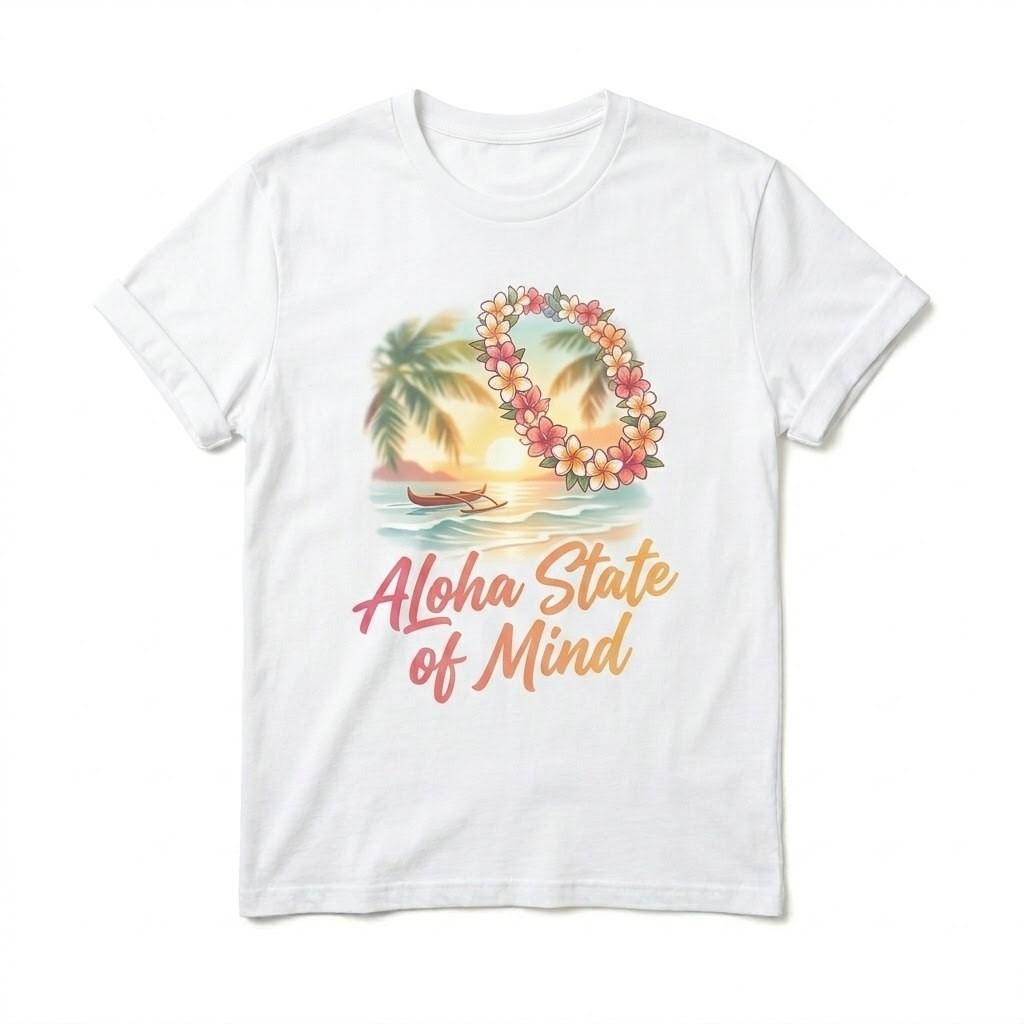 Aloha State of Mind T-Shirt Tropical Beach Sunset Hawaiian Floral Tee for Men XXXXL