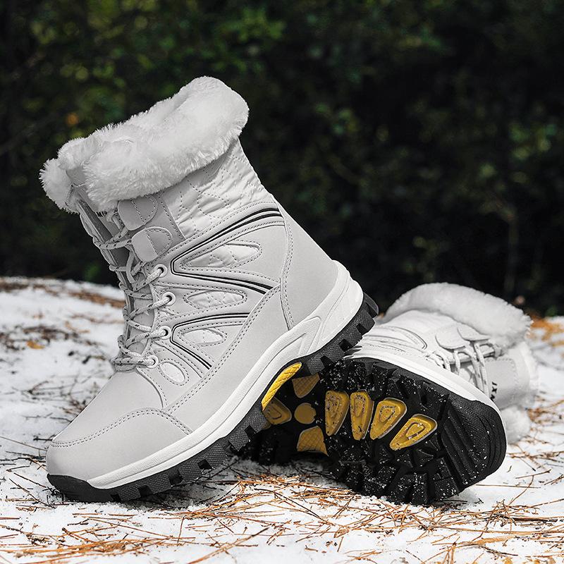 Winter New 2025 Large Size Boots Warm Thickened Hiking Shoes Northern Hairy Men's High-top Snow Boots