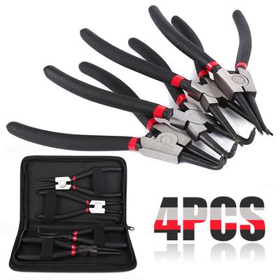 4pcs Heavy Duty Circlip Pliers Kit Outside Inside 7" 180mm Right Angled Beak