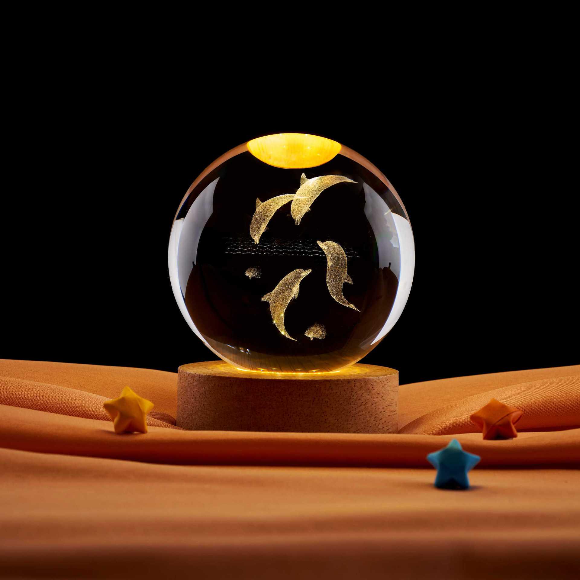 Dolphins 3D Crystal Ball Night Light - Ideal Gift for Friends Birthdays No Specification