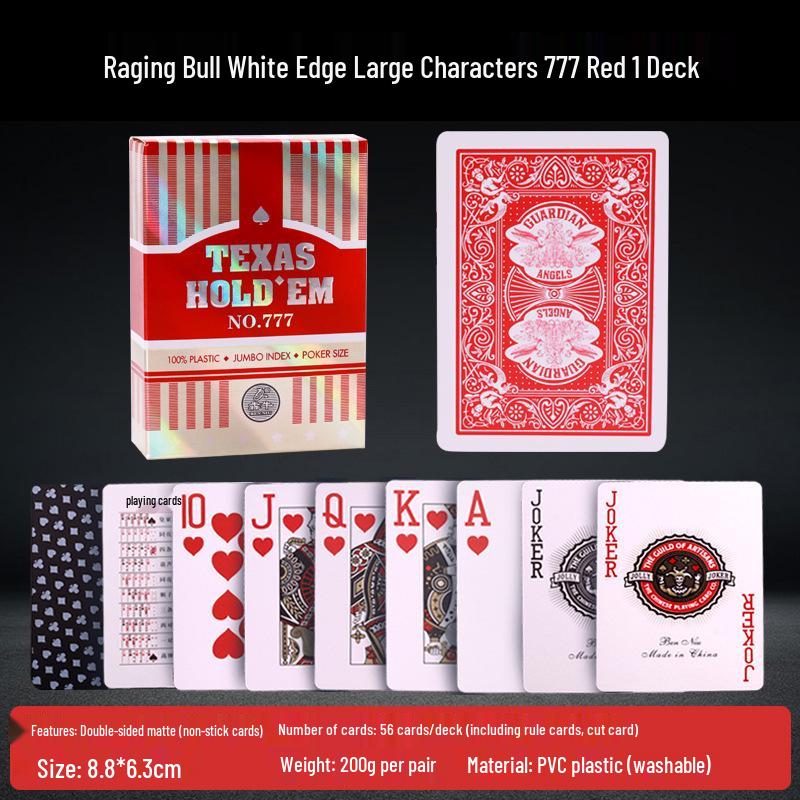 New Ben Niu 777 Texas Hold'em Large Print Frosted Plastic Poker Cards - Waterproof & Durable