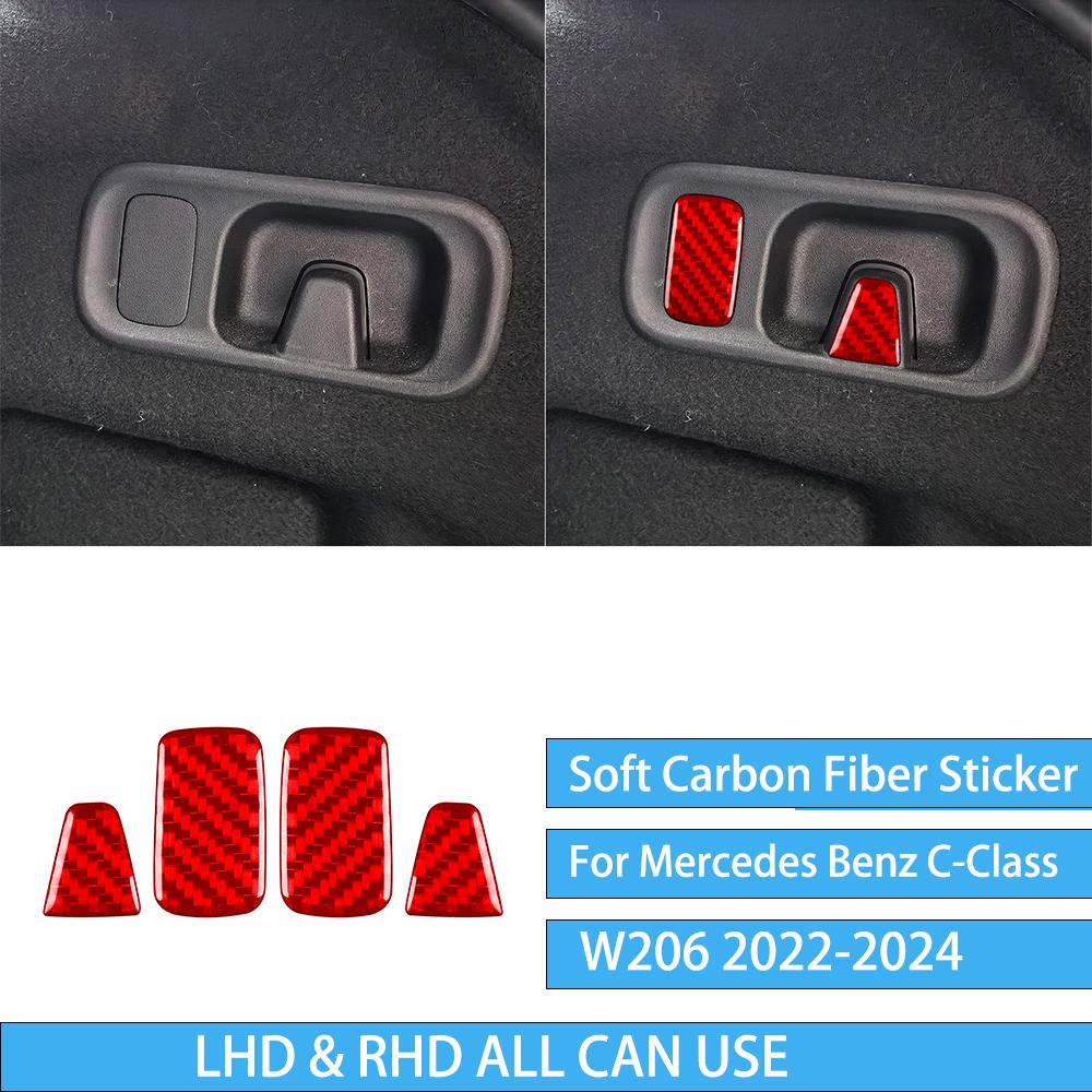 For Mercedes Benz C-Class W206 -2024 Auto Door Trim Seat Adjustment Red Carbon Fiber Decorative Car Accessory Sticker