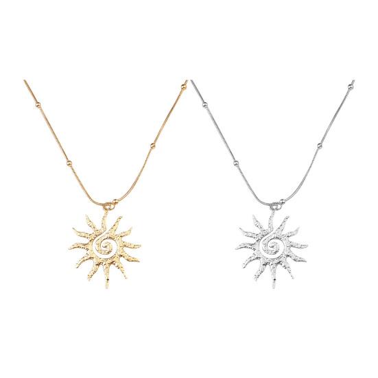 Spiral Sun Pendant Necklace Titanium Steel Vintage Necklace Bohemian Sun Charm Necklace Prom Birthday Jewelry for Her
