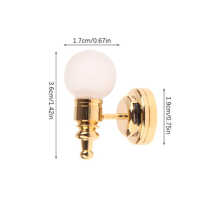 1/12 Dollhouse Round Wall Lamp Led Bedside Light Dollhouse Furniture Decoration Dolls House Living Scene Decor Accessories