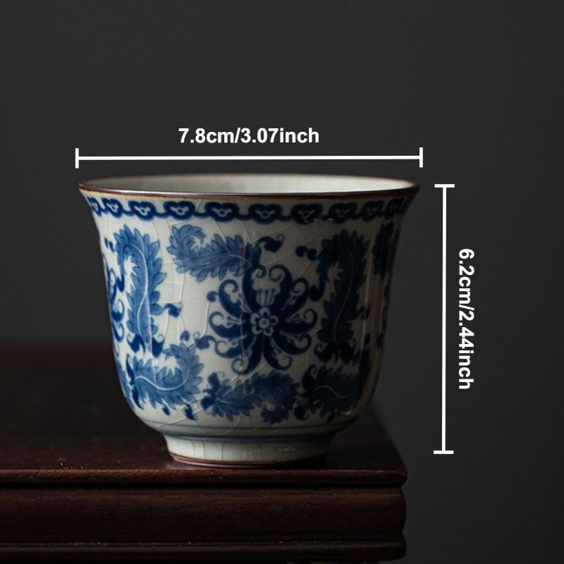 

Antique Blue and White Porcelain Teacup Ceramic Master Cup Tea Bowl Mugs Chinese Kung Fu Gongfu Teaware Set Household Drinkware