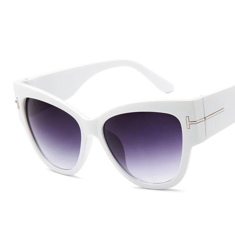 Women Sunglasses Cat Eyes Shape DoubleGray Lens Metal Plastic Frame Colorful Lens Ins Fashion  Girl Punk Beach Styl