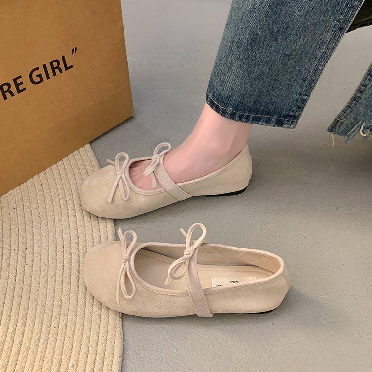 2025 early spring evening wind shoes flat shoes ballet shoes French bow Mary Jane shoes with skirt soft sole single shoes