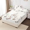 100% Polyester 3Pcs Printed Sanding Fitted Sheet And Pillowcases Set Elastic Band Around Mattress Cover King Size Bed Cover