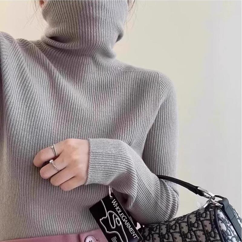 Autumn and Winter Slim Fit Turtleneck Knitted Sweater Women Tops Long Sleeve Casual Base Women's Sweaters Soft Warm Fashion Female Knitwears 25252