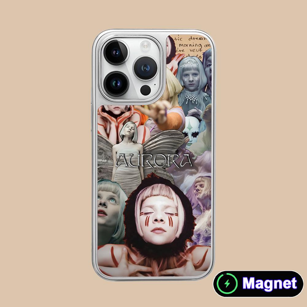 Aurora Aksnes Silver Plating Magsafe Mobile Phone Case for iPhone 17 16 15 14 13 12 11 Air Pro Max Plus Colorful Cover