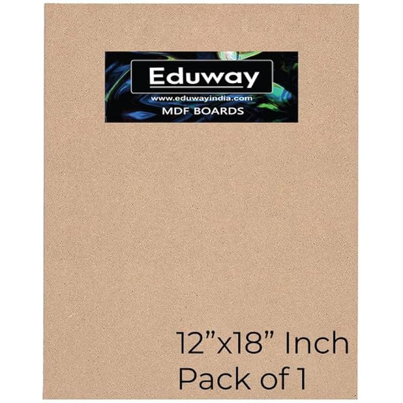 Eduway 12X18 Inch Mdf Board Wood Sheet For Mandala , Lippan, Resin Art & Craft, 4Mm Thick, Pack Of 1 - Premium Cardboard