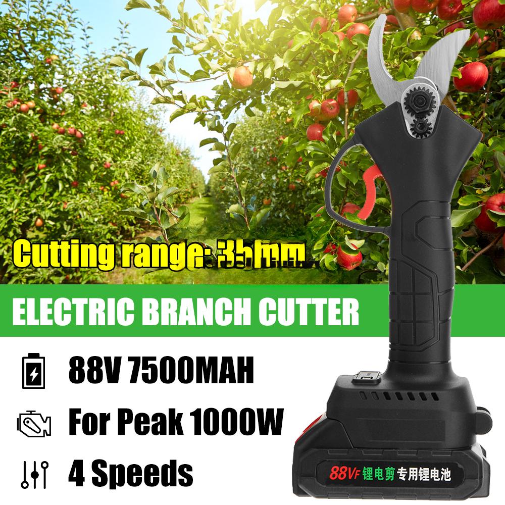 4-Speed Cordless Electric Pruning Shear Scissors 88V 7500mah Bonsai Pruning Branches Cutter Orchard Garden Tools for Battery 35mm
