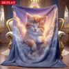A Flannel Blanket Featuring a Sweetly Sleeping Orange Kitten In 2D Clouds, with Soft High-definition Digital Printing. This Cooling Blanket Is Suitabl