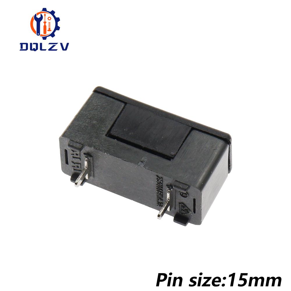 

10PCS Mini Plastic Mounted 5*20mm Bayonet Type Fuse Holder With Cover Black Color PCB Terminal Foot distance 15mm 22mm No Fuse