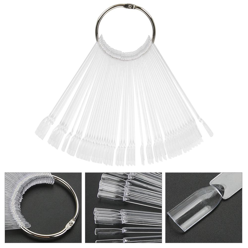 100Pcs Celsius Bag Fan False Nail Tip Stick Manicure Polish Gel Display Practice Tools(White)