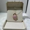 New Chinese-Style Pink Chalcedony Maitreya Buddha Pendant Necklace with Rhinestones