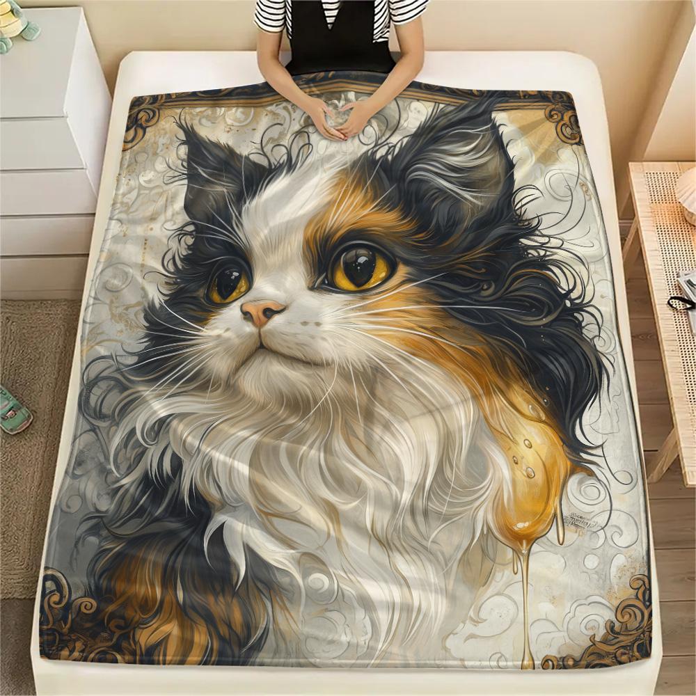 Cute Cats Print Flannel Blanket, High Quality Comfortable for All Seasons, Home Decor, Warmth and Comfort