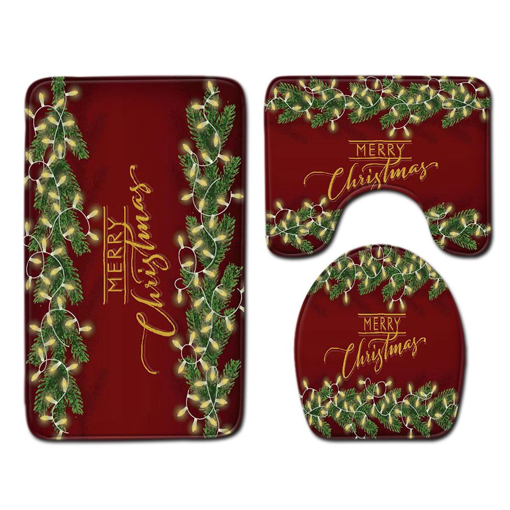 Christmas Bathroom Floor Mat Toilet Three-Piece Set