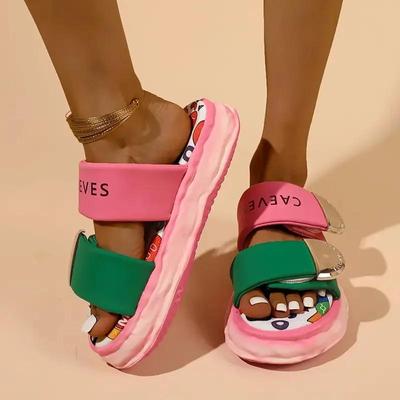 Damskie Kapcie Kolorowe Paski Cukierkowe Designerskie Kapcie Buty na Grubej Podeszwie 2025 Nowe Sandały Klapki Plażowe Outdoor Casual Styl Damskie