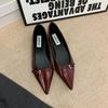 2025 Spring and Autumn New Fashion Versatile Evening Breeze French Pointed Black Single Shoes Women's Shoes Temperament Patent Leather