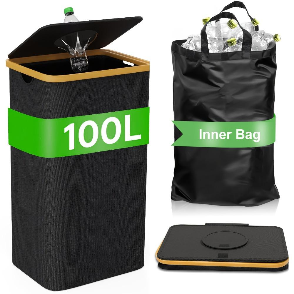 600D Oxford Nylon Indoor Recycling Bin, Foldable & Tear-Resistant, with Top Opening, for Home Use, Recyclable Material, Bottle Collector, Trash Ca