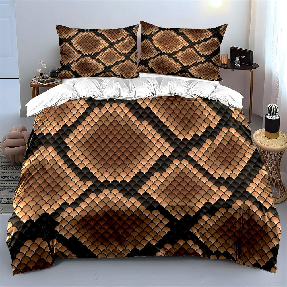 Snake Skin Pattern Design Bedding Duvet Cover Set  (1*Duvet Cover 2*Pillowcases, Without Duvet Insert)