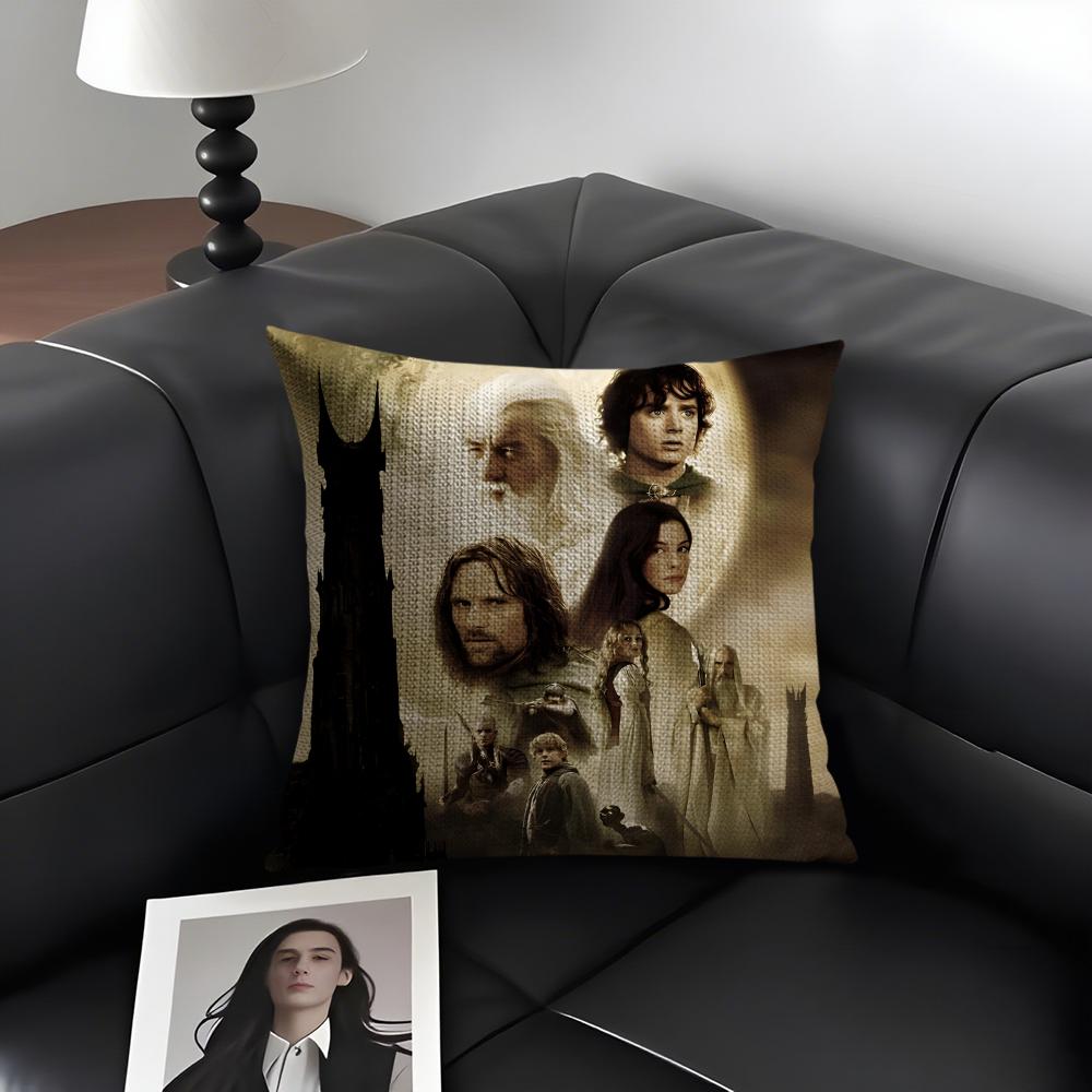 The L-Lord Of The Ringss Movie Cushion Cover Natural Linen Organic Fabric Double-Sided Printing Sofa Home Decor Gift Pillow Case