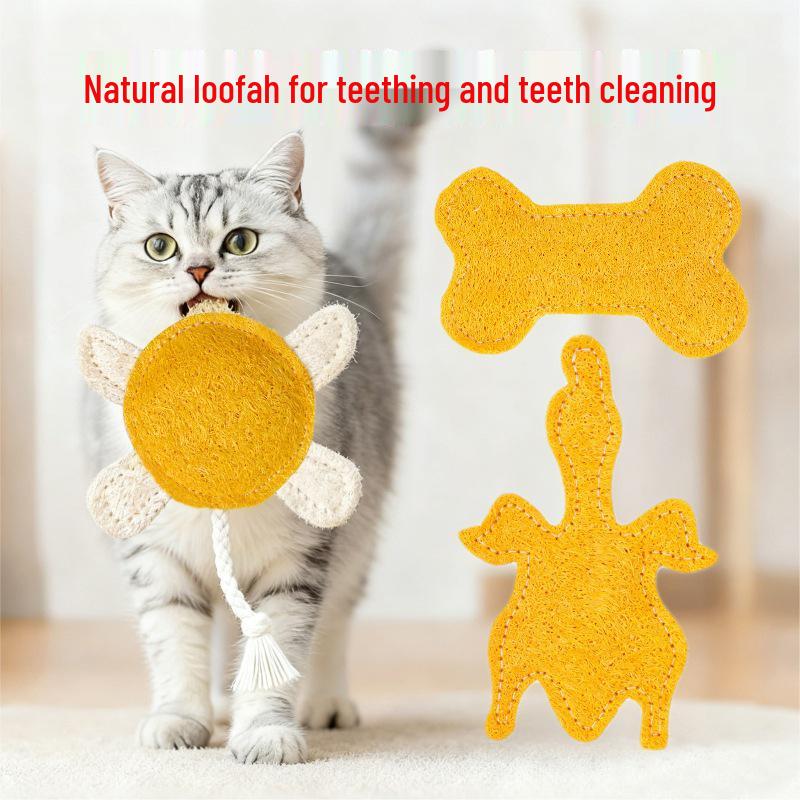 Loofah Catnip Teething Toy for Cats and Dogs - Durable, Odorless Chewing and Teasing Stick