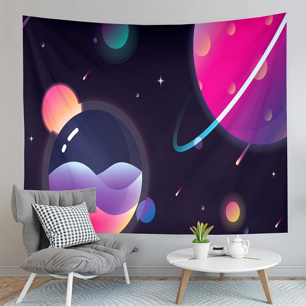Geometry Style Tapestry Blue Mountains Pink Sky Sunset Tapestry Home Living Room Dorm Bedroom Aesthetics Decoration Tapestries