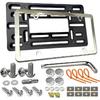 Aootf Front License Plate Bracket- Universal Bumper Mounting Kit, Car Tag Holder Adapter & Black Aluminum Plate Cover, Anti-Theft Lock Screw Bolt
