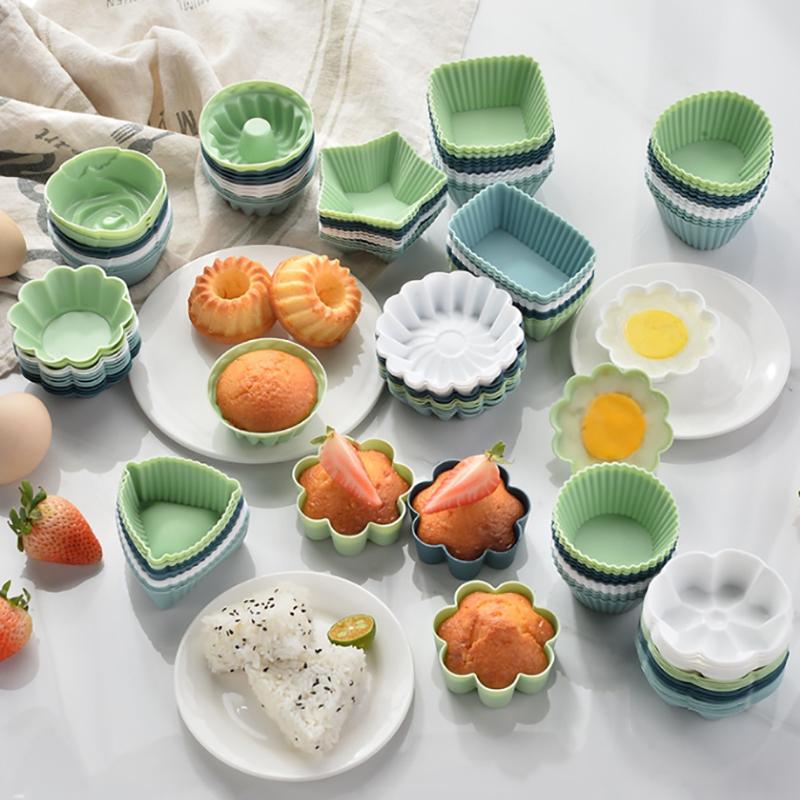 12pcs/set Silicone Cupcake Baking Cups Reusable & Non-stick Muffin Liners Holders Set Silicone Cake Molds