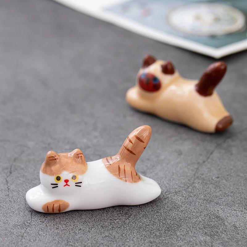 1-5 st Japansk Stil Söt Keramisk Katt Ätpinnshållare Landskapsdekorationer Hemrumsinredning Rumsbordstillbehör