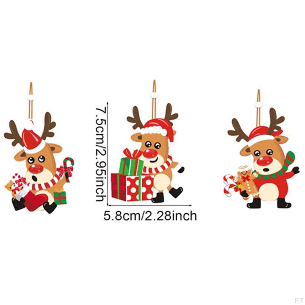 9 Pieces Christmas Wooden Hanging Ornaments Decoration with Holes Pendant Craft for Wall