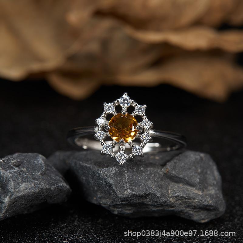 Original Design Does Not Fade Niche High Sense S925 Sterling Silver 18K Natural Citrine Lucky Treasure Ring Women