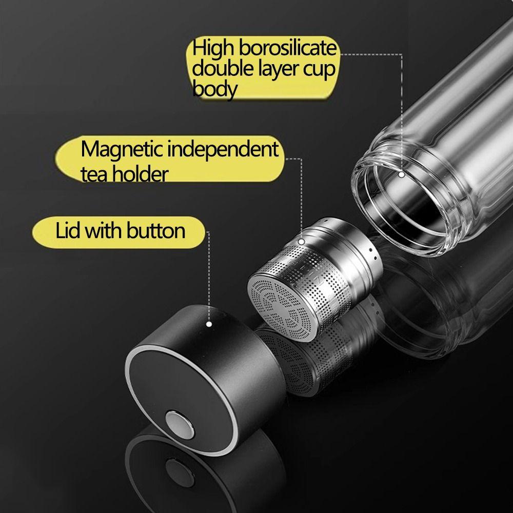 Sealed Glass Water Bottle Double Wall Magnetic Glass Tumbler Multiple Uses Glass Tea Cup  Car Cup