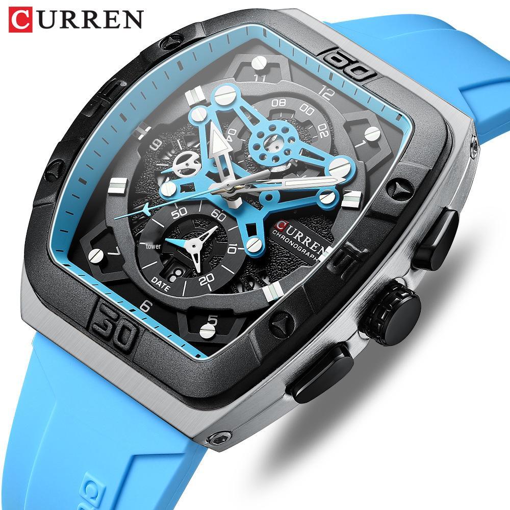 CURREN 8443 Men's Waterproof Sports Quartz Chronograph Watch with Calendar and Six-Hand Display