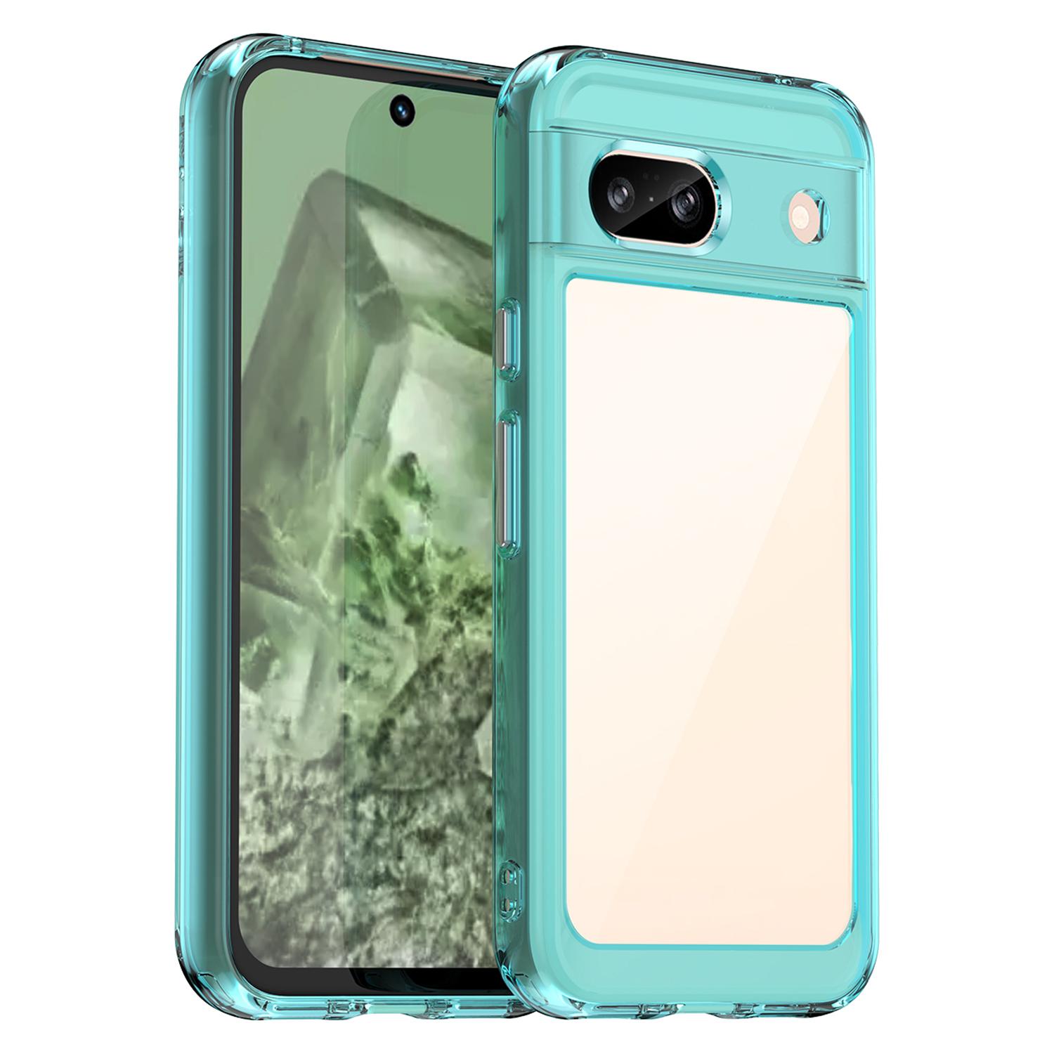 

For Google Pixel 8a Case Shockproof Anti-fall TPU+Acrylic Phone Protector Transparent Blue