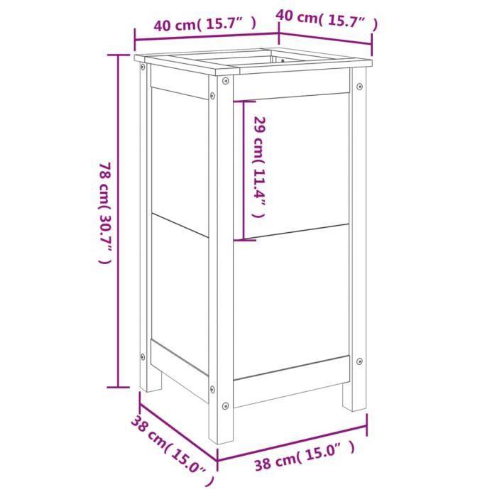 VidaXL Jardinière blanc 40x40x78 cm bois massif de pin 825276