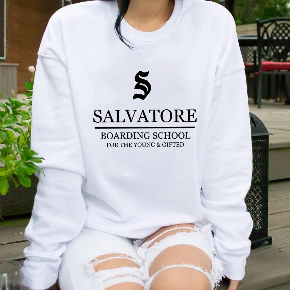 Unisex HoodieTV Show Vampire Diaries Sweatshirt Salvatore Boarding School Hoodie Damon Stefan Salvatore Mystic Falls Crewneck Sweatshirts