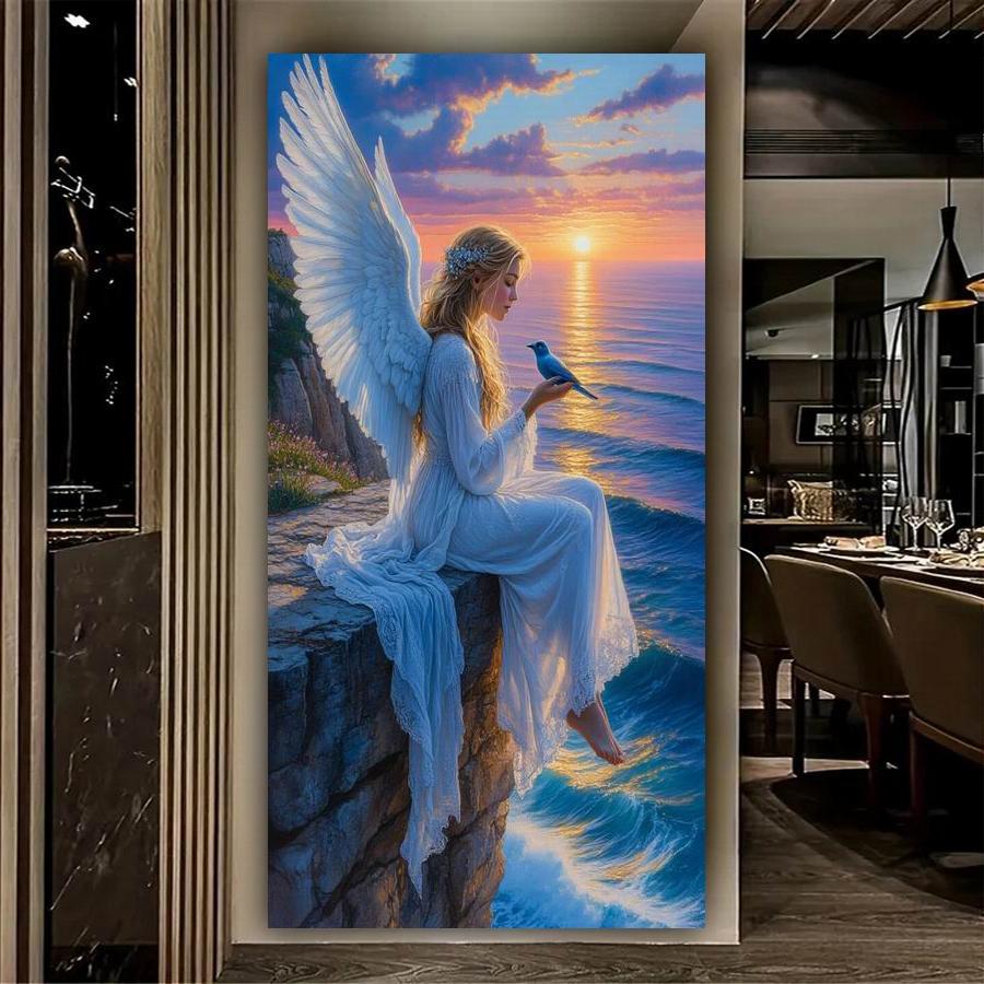 Sunset Sea Angel Girl Bird Large Size Diamond Painting New Collection Scenery Diy Full Drill Rhinestone Embroidery Mosaic Cross Stitch Kits